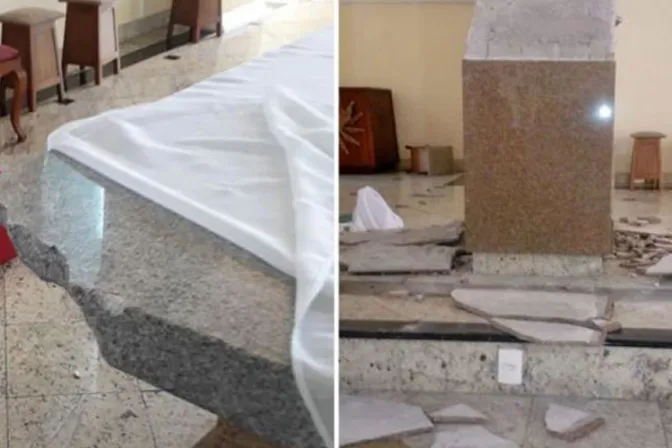 Hombre destruye con un mazo altar de iglesia dedicada a la Virgen de Fátima