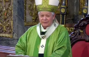 Mons. Víctor Sánchez Espinosa en Misa del 17 de julio de este año en la Catedral de Puebla. Crédito: Captura de video / Arquidiócesis de Puebla. 