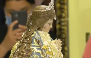 Imagen original de la Virgen de San Juan de Los Lagos durante la Misa de la Solemnidad de la Asunción, el 15 de agosto de 2022. Crédito: Diócesis de San Juan de Los Lagos. 