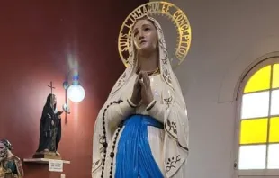 La imagen de la Inmaculada Concepción que aseguran "llora sangre" en Santiago del Estero. Crédito: Facebook Capilla Inmaculada Concepción Vinará 