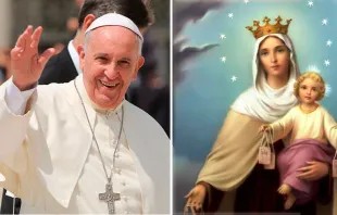 El Papa Francisco y la Virgen del Carmen. Foto Papa Francisco, Daniel Ibáñez  