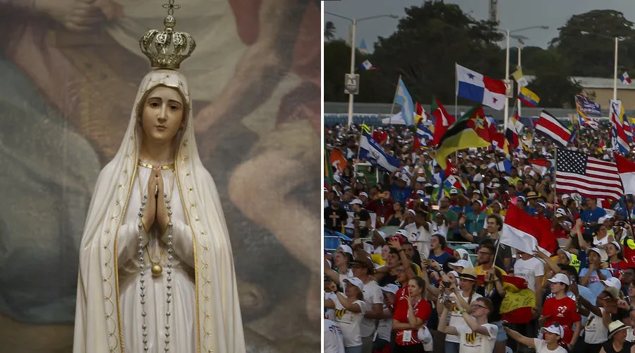 Virgen de Fátima. Foto: Daniel Ibáñez - ACI Prensa / Peregrinos en la JMJ. Foto: Flickr JMJ Panamá 20919?w=200&h=150