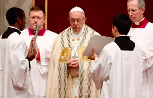El Papa Francisco pronuncia su homilía. Foto: Daniel Ibáñez / ACI Prensa 