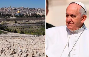 Imagen de Jerusalén / El Papa Francisco. Crédito: Daniel Ibáñez/ACI Prensa 