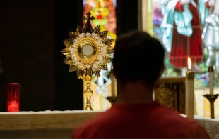 Imagen referencial / Momento de adoración eucarística dentro de una iglesia católica. Crédito: Matea Gregg / Unsplash.