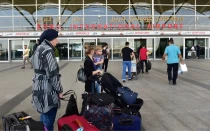 Entrada del aeropuerto internacional de Erbil (Irak).