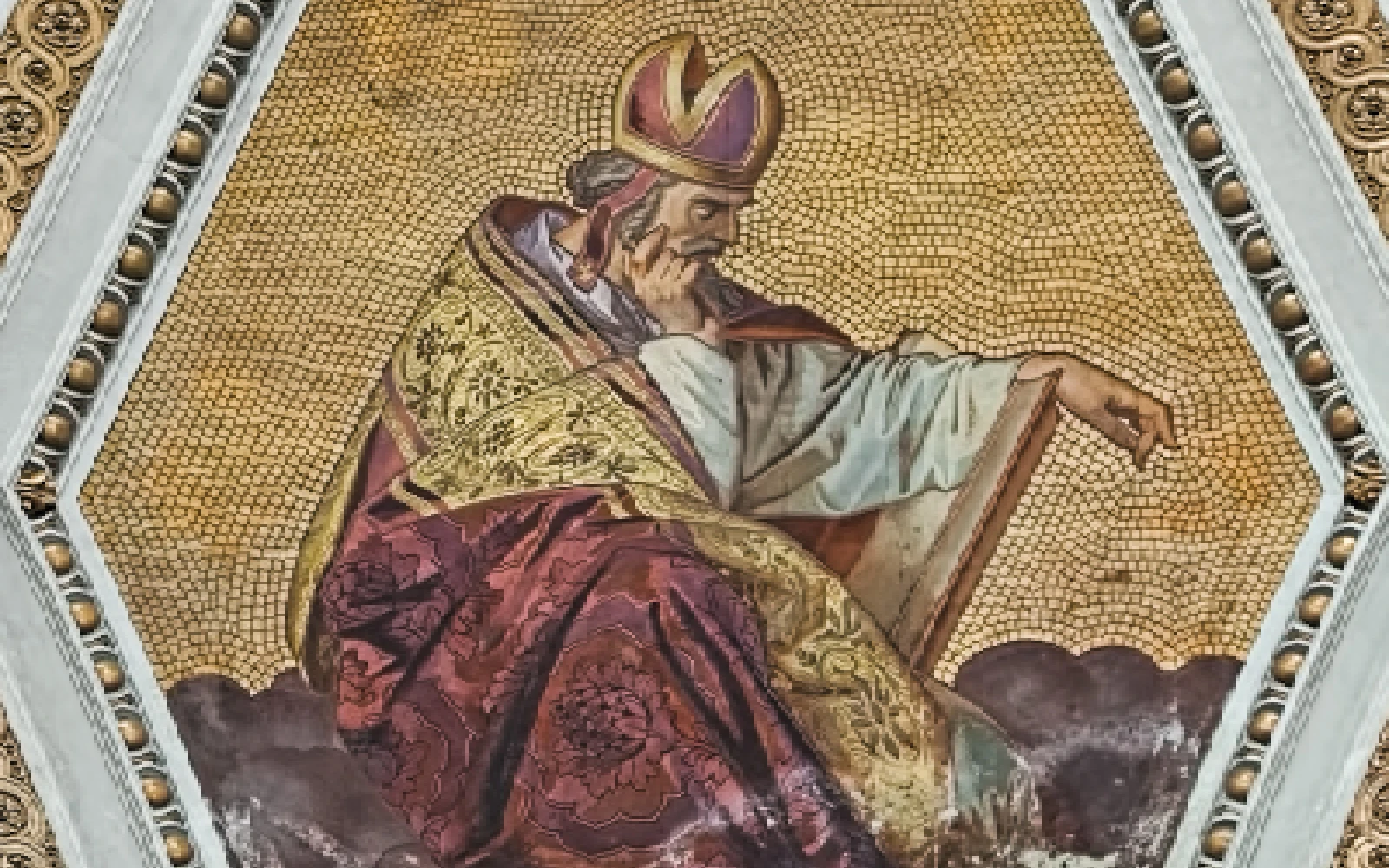 Mosaico y fresco que representa a San Agustín. Fue creado por Ludwig Moralt en la década de 1840.?w=200&h=150