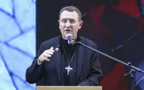 Mons. Andrew Cozzens, Obispo de Crookston (EEUU), durante su ponencia, este 11 de septiembre, en el Congreso Eucarístico Internacional Quito 2024.