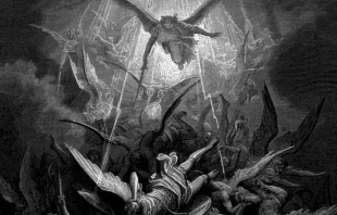 "Miguel expulsa a todos los ángeles caídos", grabado de Gustave Doré. Crédito: Dominio público.