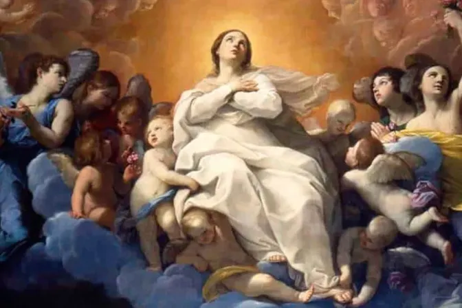 Parte de la pintura de la Asunción de la Virgen María realizada por Guido Reni