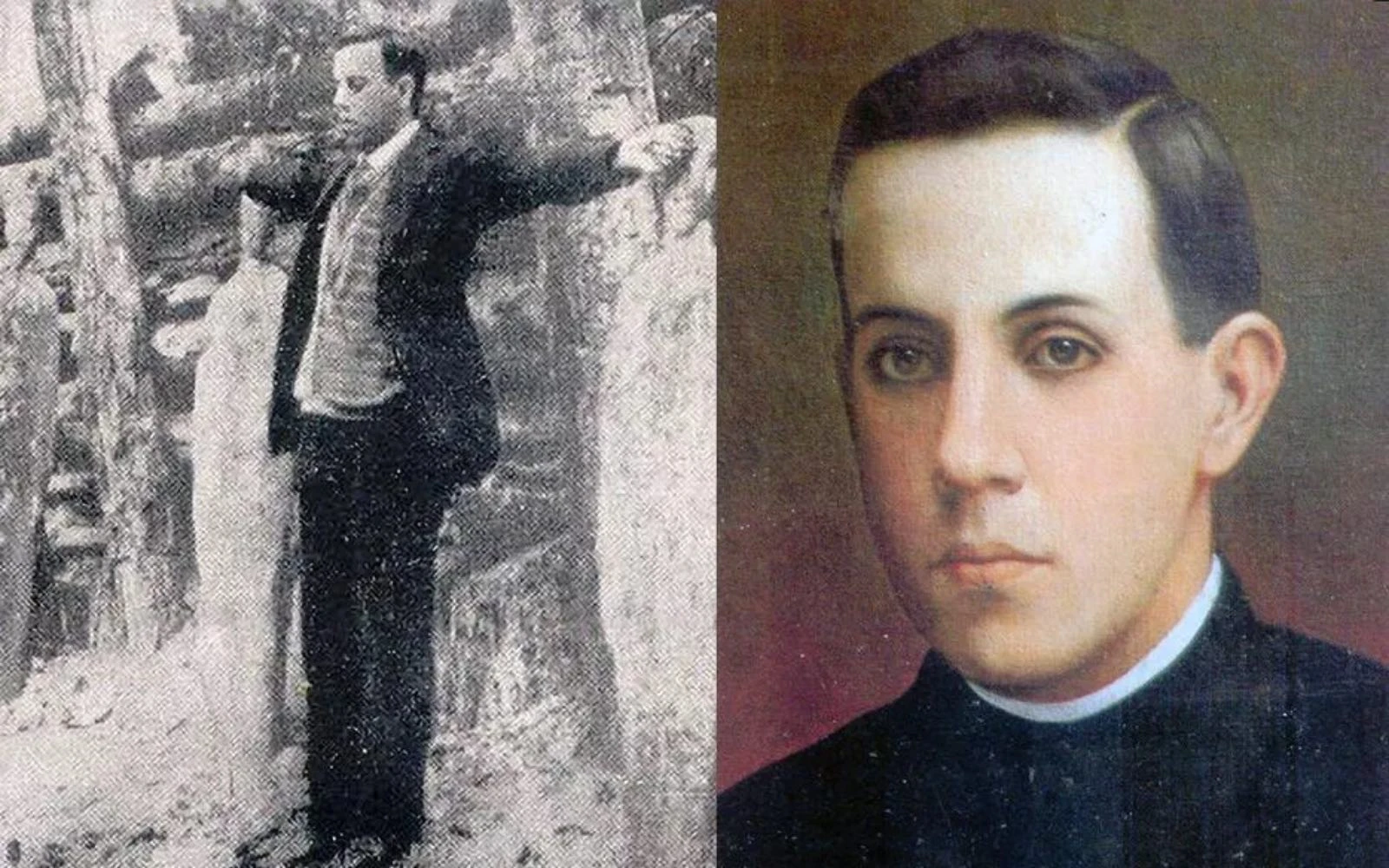 Izquierda: El Beato Miguel Pro se enfrenta al pelotón de fusilamiento el 23 de noviembre de 1927. Derecha: Un retrato del Padre Pro.?w=200&h=150