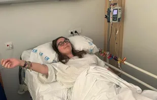 Belén Domínguez desde su habitación en el hospital Universitario Ramón y Cajal Crédito: Instagram de Belén @belendominguezb