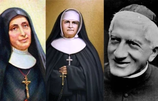 Elena Guerra, Marie-Léonie Paradis y Giuseppe Allamano se encuentran entre los beatos que el Papa Francisco canonizará el 20 de octubre de 2024. Crédito: Oblatos del Espíritu Santo; centremarie-leonieparadis.com; y fotógrafo desconocido, dominio público, vía Wikimedia Commons.