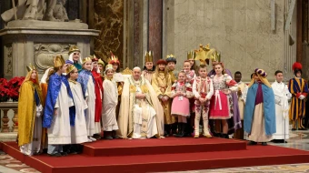 Los Cantores de la Estrella junto al Papa Francisco en la Misa del 1 de enero en la basílica de San Pedro