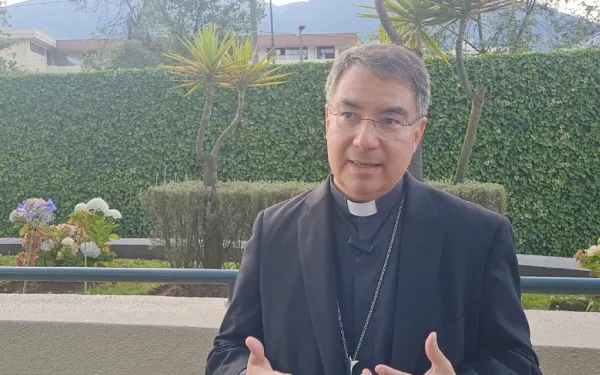 Mons. Óscar Cantú entrevistado por ACI Prensa el 8 de septiembre de 2024. Crédito: Diego López Marina / EWTN News