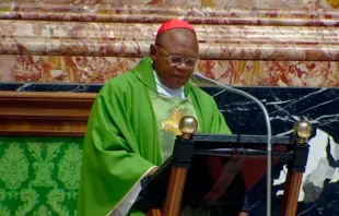 Cardenal Fridolin Ambongo en la Misa de esta mañana en el Sínodo de la Sinodalidad Crédito: Captura Vatican News