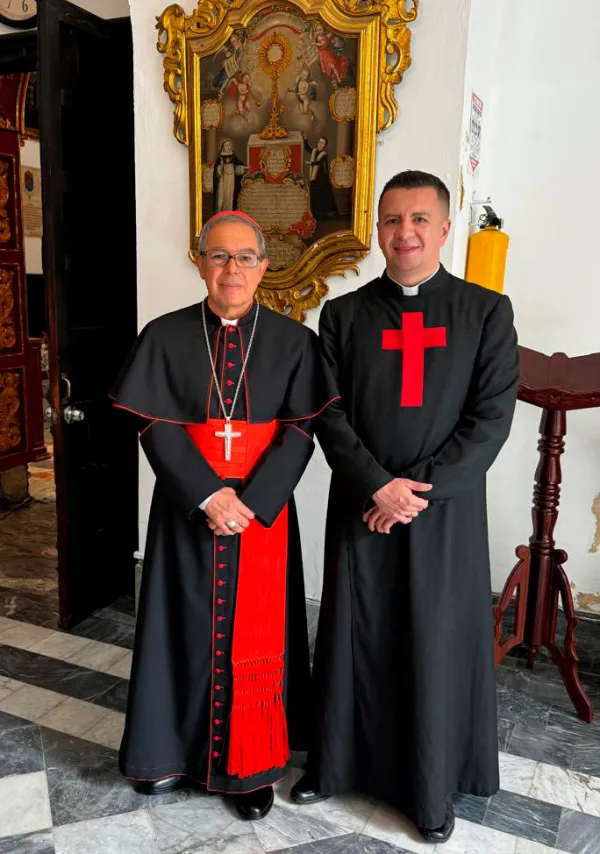 The Archbishop of Bogotá, Cardinal Luis José Rueda Aparicio, and the superior of the Colombia-Ecuador Delegation of the Camillian religious, Father Diego Cerón.  Credit: Courtesy.