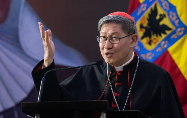 El Cardenal Luis Antonio Tagle pronuncia su discurso durante el XIII Congreso Nacional Misionero de Colombia. Crédito: Eduardo Berdejo (ACI).