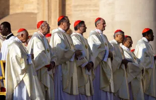 Algunos de los nuevos cardenales en la Misa de hoy por la inauguración del Sínodo de la Sinodalidad Crédito: Daniel Ibáñez/ACI Prensa