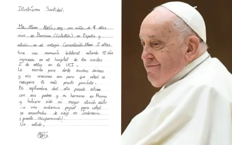 “Ilustrísima Santidad”: Niña de 9 años que padeció neumonía escribe carta al Papa Francisco