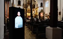 San Pedro Nolasco, fundador de la Orden de la Merced en la iglesia de Nuestra Señora de la Merced