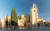 Fachada sur de la Catedral de San Antolín en Palencia (España).