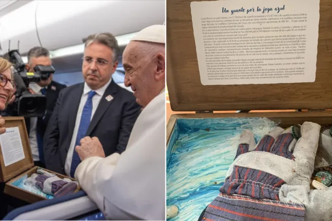 Regalan al Papa Francisco guante de joven que recoge basura en Costa Rica