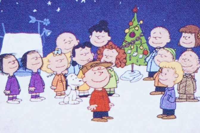 Postal de la “La Navidad de Charlie Brown”.