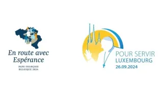 Logotipos del viaje del Papa Francisco a Bélgica y Luxemburgo Crédito: Oficina de Prensa de la Santa Sede