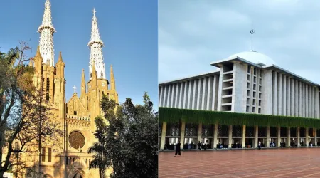 Imagen de la Catedral de Nuestra Señora de la Asunción y de la Mezquita Istiqlal de Yakarta