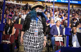 Asistente a favor del aborto durante el primer día de la Convención Nacional Demócrata en el United Center el 19 de agosto de 2024, en Chicago (Estados Unidos). Crédito: Andrew Harnik/Getty Images.