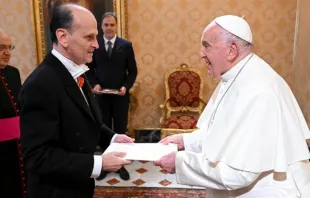 El embajador Luis Pablo Beltramino con el Papa Francisco Crédito: Cuenta de X - Embajada Argentina ante la Santa Sede