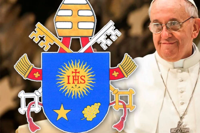 Vaticano presenta escudo y lema del Papa Francisco: "Amándolo lo eligió"