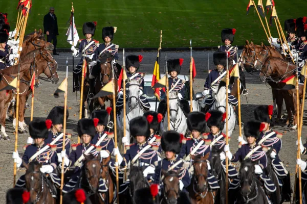 Guardia Real de Bélgica. Crédito: Daniel Ibáñez/EWTN News