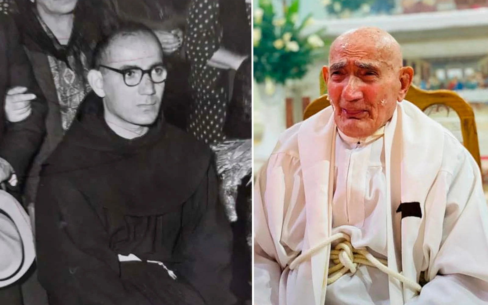 El sacerdote italiano Antonino Vaccaro cuando ingresó a la Orden franciscana y cuando cumplió 100 años.?w=200&h=150