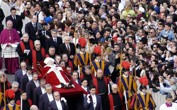 After his death, thousands gathered in St. Peter's Square to say their final farewell to the pilgrim Pope. Credit. Frippitaun - Shutterstock