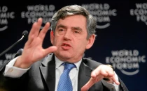 El ex primer ministro de Reino Unido, Gordon Brown, durante el Foro de Davos en 2007.