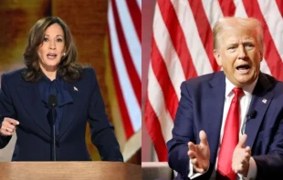 La candidata presidencial demócrata, la vicepresidenta Kamala Harris, y el candidato presidencial republicano Donald Trump. Crédito: MANDEL NGAN/AFP vía Getty Images; KAMIL KRZACZYNSKI/AFP vía Getty Images.