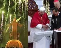 Benedicto XVI inaugura iluminación de Cristo Rey.