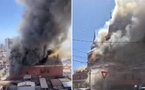 Incendio en la Iglesia San Antonio de Padua en Iquique, Chile.