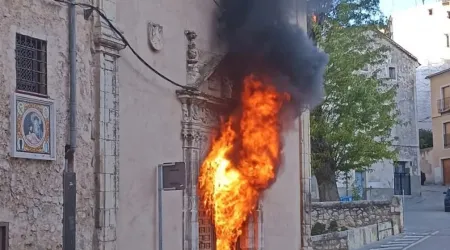 Incendio provocado en el convento de la Inmaculada Concepción en Cuenca (España) el 3 de mayo de 2024..