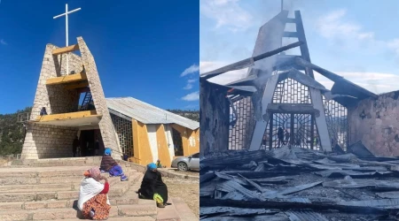 Iglesia católica quedó reducida a nada por incendio en Chihuahua, México