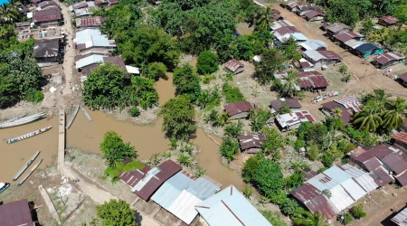 Imagen aérea de las inundaciones en el departamento colombiano del Choco.