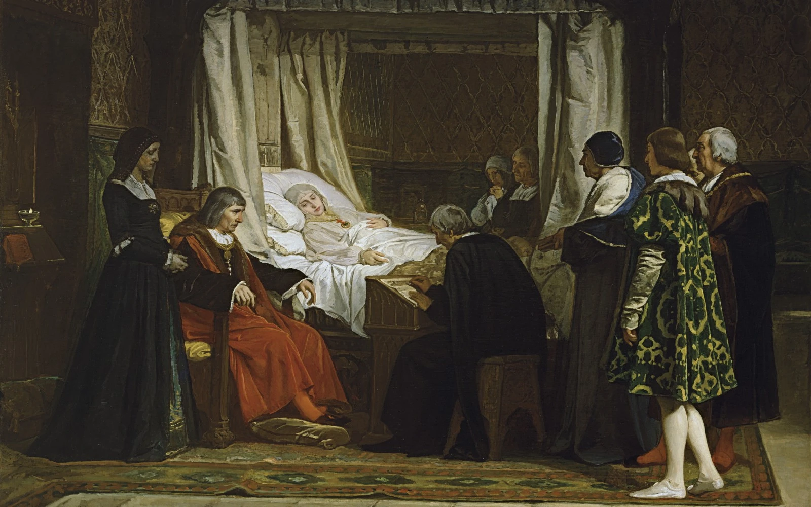 Cuadro titulado "Doña Isabel la Católica dictando su testamento", por Eduardo Rosales, 1864, Museo del Prado.?w=200&h=150