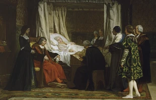 Cuadro titulado "Doña Isabel la Católica dictando su testamento", por Eduardo Rosales, 1864, Museo del Prado. Crédito: Dominio Público.