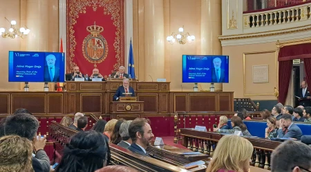 Jaime Mayor Oreja inauguró la VI Cumbre Transatlántica de la Political Network for Values en el Senado de España.