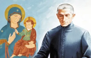Beato José Allamano, futuro santo, junto a la imagen de Nuestra Señora de la Consolata de Turín Crédito: Misioneros de la Consolata en el Continente Americano