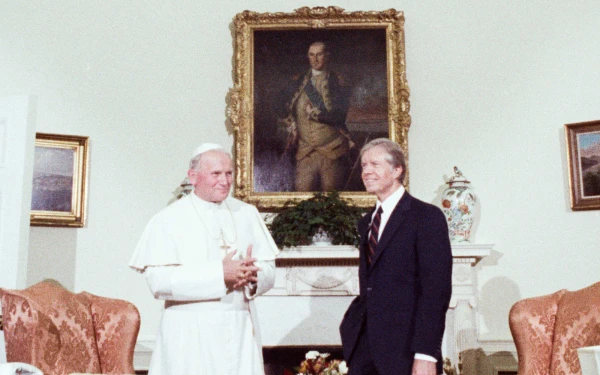 John Paul II at the US White House with President Jimmy Carter. Credit: Vatican Media - EWTN