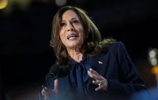 La candidata presidencial demócrata a la vicepresidenta Kamala Harris llega para hablar en el escenario durante el último día de la Convención Nacional Demócrata en el United Center el 22 de agosto de 2024 en Chicago. Crédito: Andrew Harnik/Getty Images.