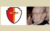 De izquierda a derecha: Emblema de los Legionarios de Cristo / Marcial Maciel.